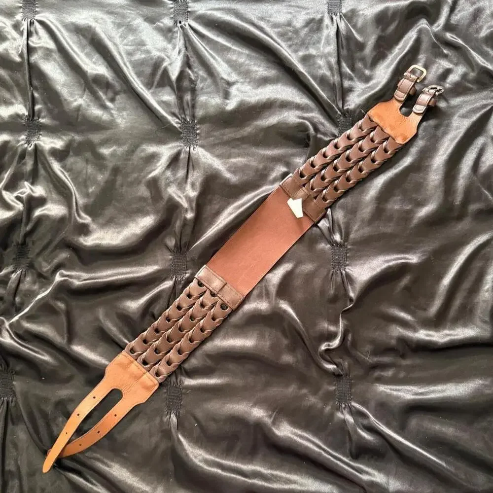 Brown leather waist belt